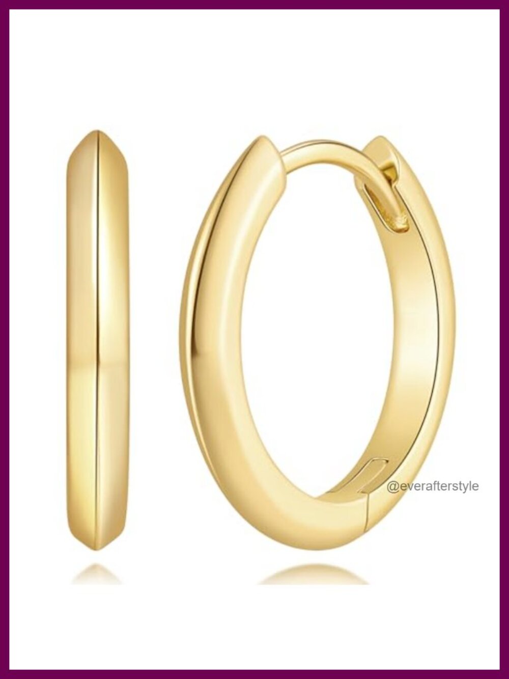 18mm Gold Plated Hoop Earrings Women Hinged Classic Minimalist